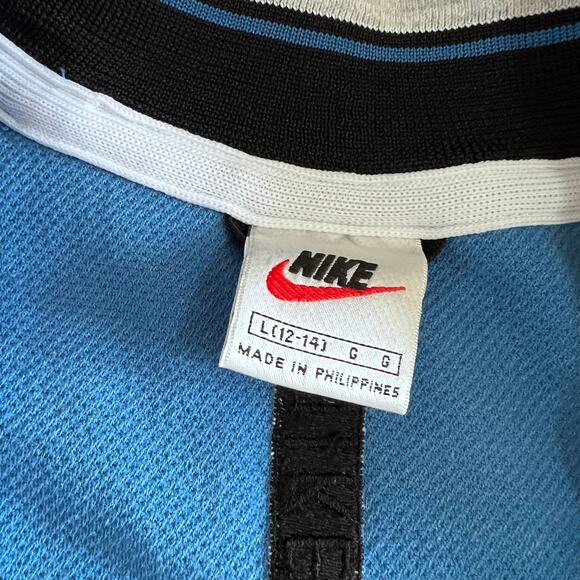 Nike Blue Snap Button Striped Varsity Vintage Bomber Jacket Size: Large 12-14 - Picture 7 of 15